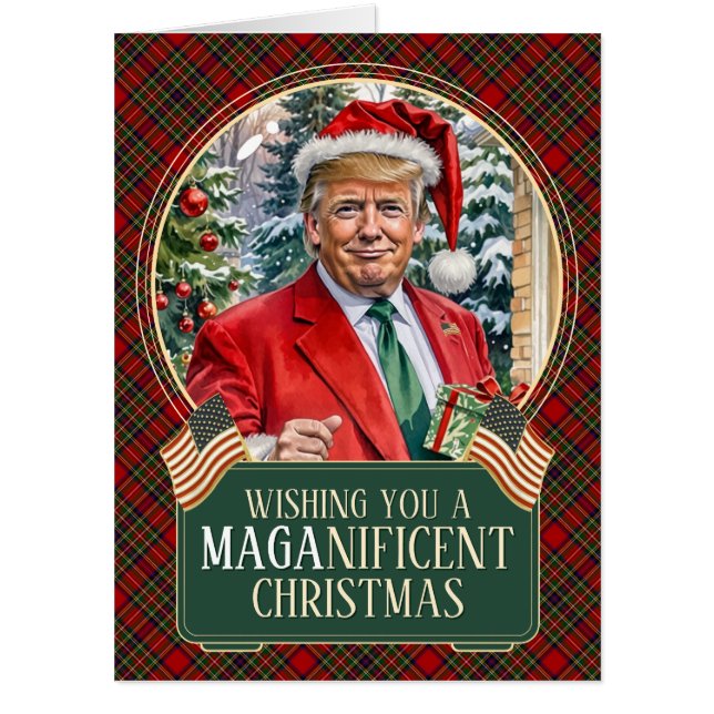 YUGE MAGA Santa Trump MAGAnificent Christmas Card (Front)