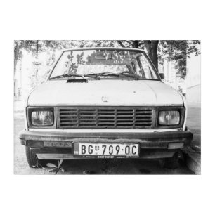 Yugo, old yugoslavian car luggage acrylic print