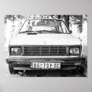 Yugo, old yugoslavian car luggage poster