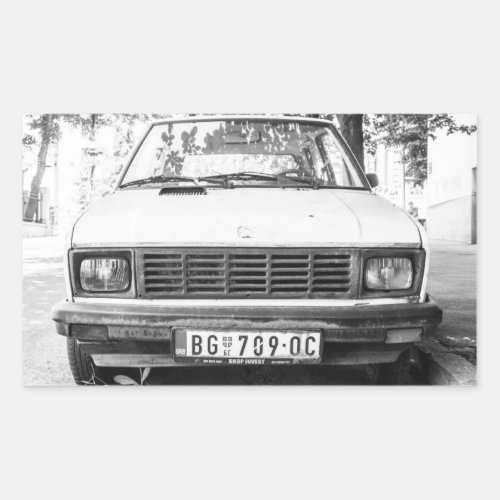 Yugo old yugoslavian car rectangular sticker