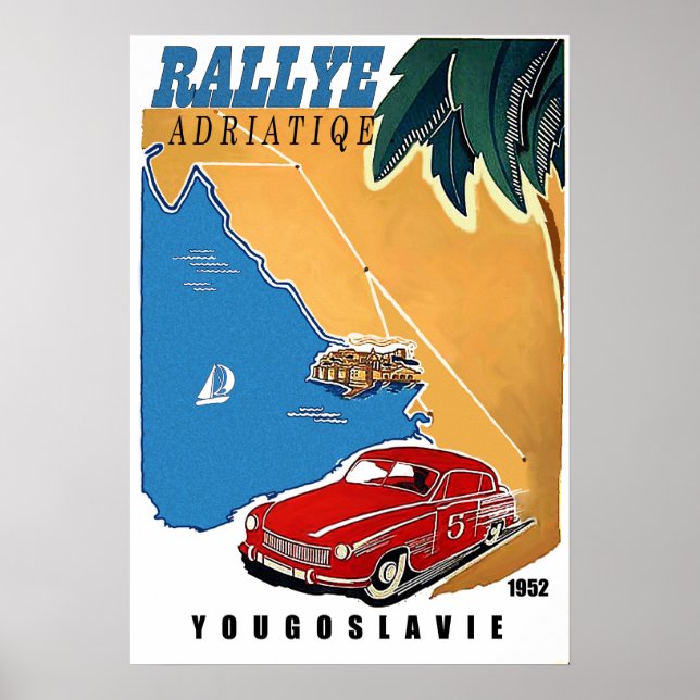 Yugoslavia, Adriatic rally, classic car, vintage Poster (Front)
