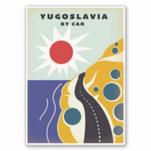 Yugoslavia By Car vintage travel poster Sticker