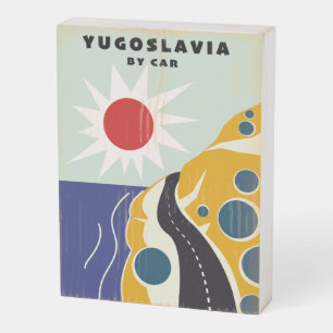 Yugoslavia By Car vintage travel poster Wooden Box Sign