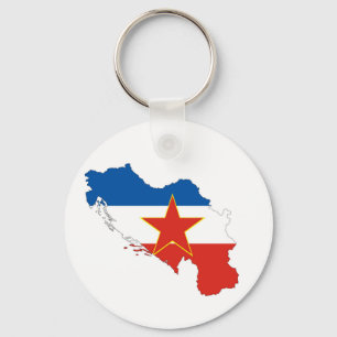 yugoslavia country flag map shape silhouette symbo keychain