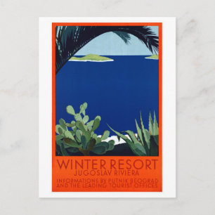 Yugoslavia Putnik Vintage Travel Poster Restored Postcard