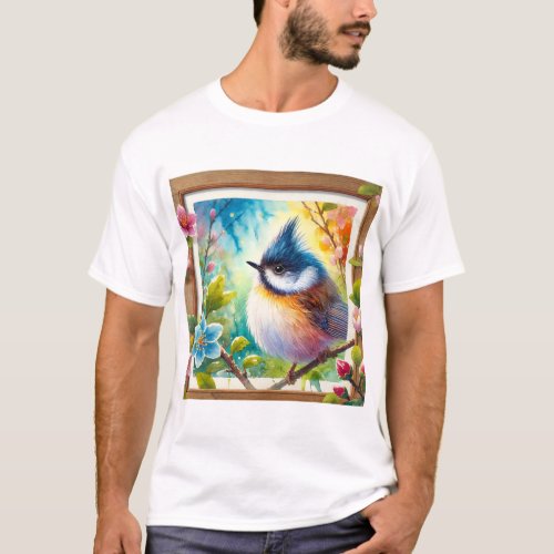 Yuhina Bird 250624AREF120 _ Watercolor T_Shirt