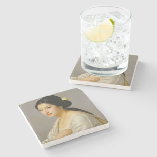 "Yuki Mori" Fine Art Woman's Portrait Stone Coaster