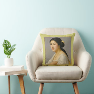 "Yuki Mori" Fine Art Woman's Portrait Throw Pillow