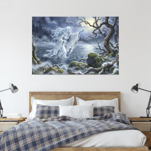 Yuki-onna Wandering the Frozen Lake Canvas Print