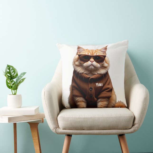 Yuki the Cat: Cozy Throw Pillow (Chair)
