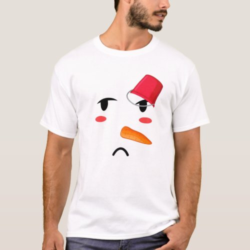 Yukidaruma Snowman Face With Carrot I Kawaii Anime T_Shirt
