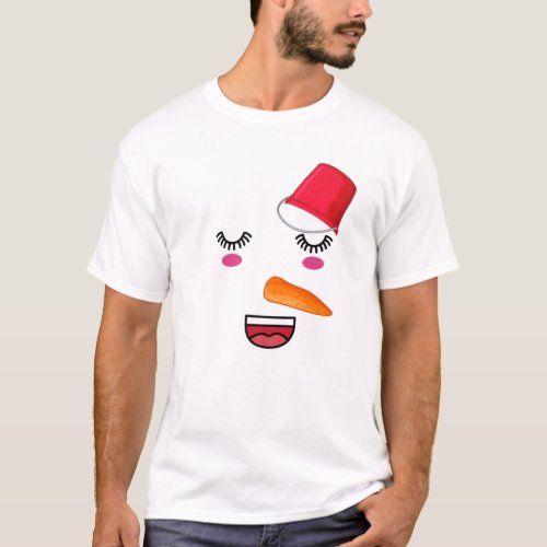 Yukidaruma Snowman Face With Carrot I Kawaii Anime T_Shirt