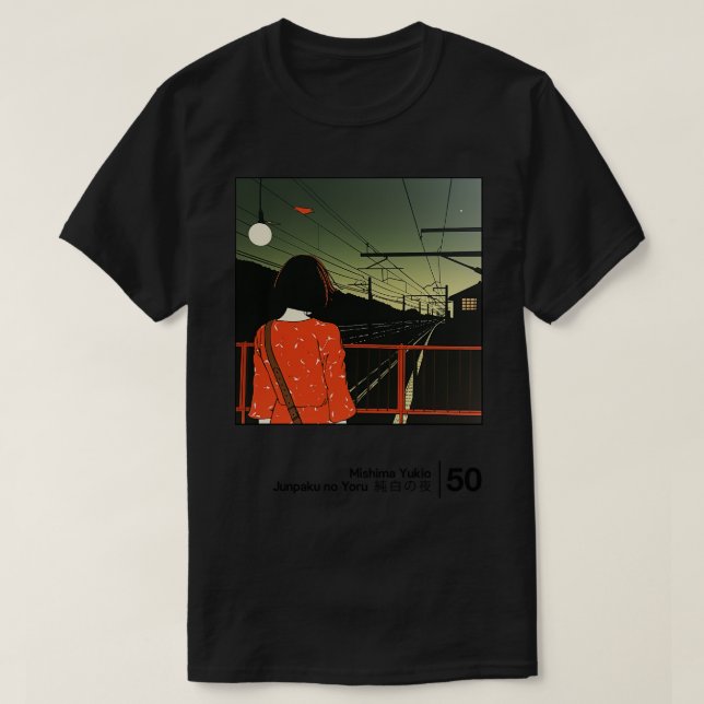 Yukio Mishima Junpaku no Yoru Minimal Style Graphi T-Shirt (Design Front)