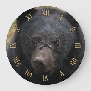 Yukon Black Bear & Wilderness Photo Art Large Clock