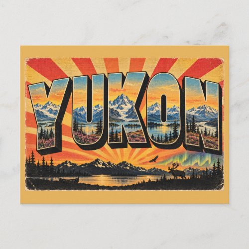 Yukon CA Mountains Tundra Northern Lights Art Postcard