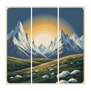 Yukon Midnight Sun Mountains Triptych