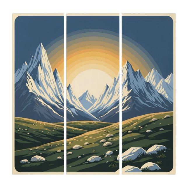 Yukon Midnight Sun Mountains Triptych (Front)