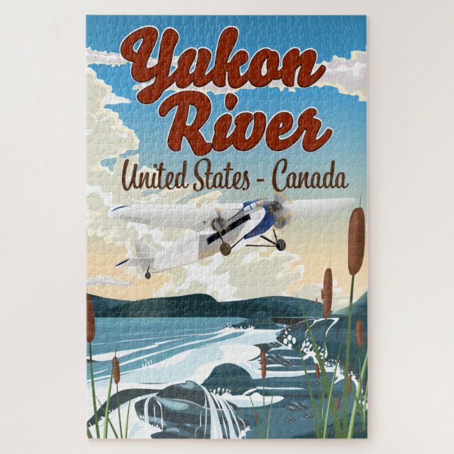 Yukon river USA Canada travel poster Giant Coffee  Jigsaw Puzzle (Vertical)