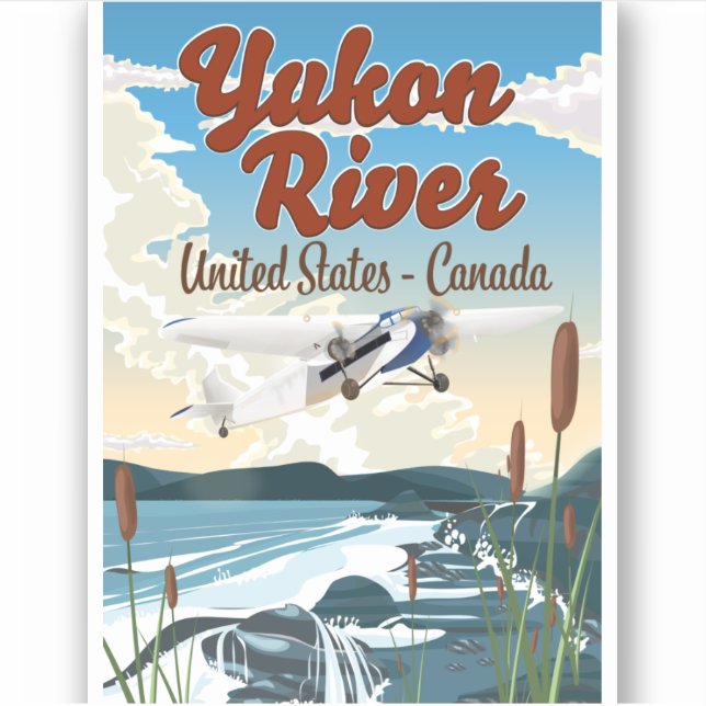 Yukon river USA Canada travel poster Sticker (Front)