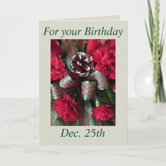 Yule-Birthday Arrangement 1 Holiday Card (Front)