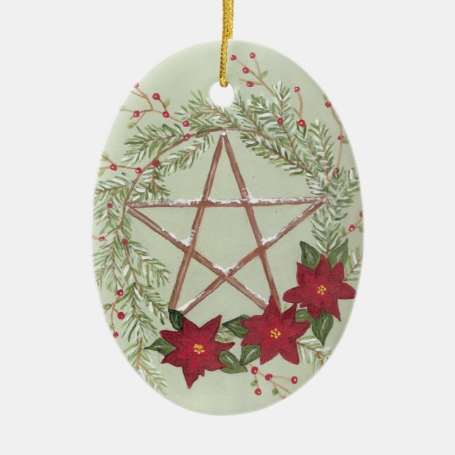 Yule Blessing Ceramic Ornament (Front)