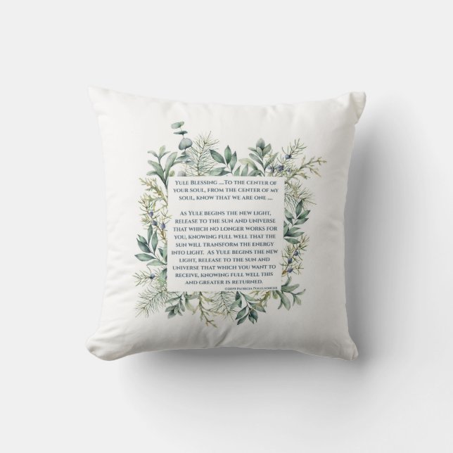 "Yule Blessing" Throw Pillow (Front)
