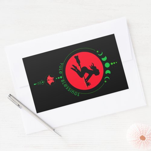 Yule Blessing witch moon Rectangular Sticker