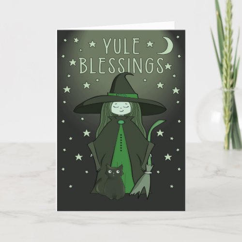Yule Blessings Cheeky Witch Holiday Card