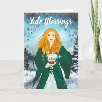 Yule Blessings Winter Solstice Snow Magick Witch Card by Cosmic_Crow_Designs at Zazzle