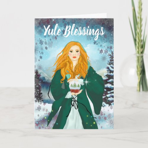 Yule Blessings Winter Solstice Snow Magick Witch Card