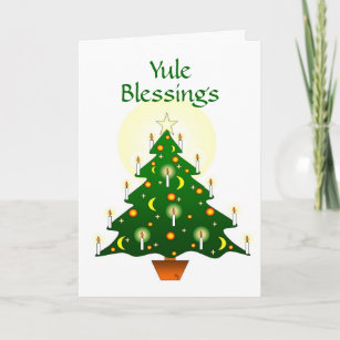 Yule Blessings with Yule Tree Pagan Wiccan Card