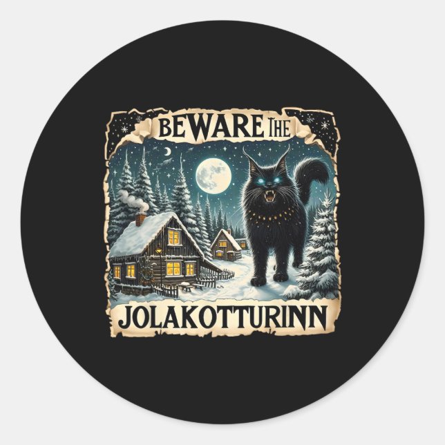 Yule Cat Icelandic Christmas Norse Beware The Jola Classic Round Sticker (Front)