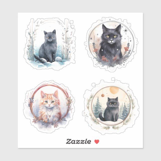 Yule Cats Vinyl Sticker Set (Sheet)