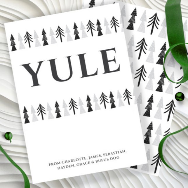 Yule Christmas Tree Personalized Holiday Card (Yule Christmas Tree Personalized Holiday Card by Ricaso. Scandinavian minimalist Nordic Style cards)