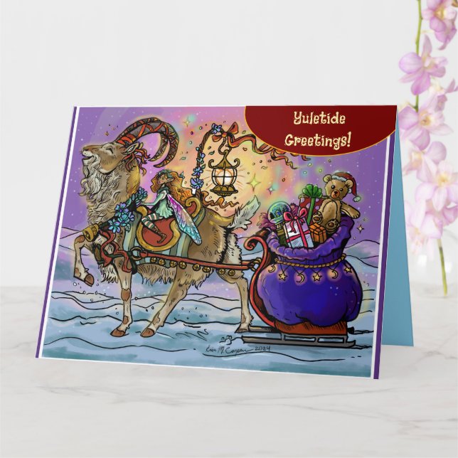 Yule Goat Holiday Magic Card (Orchid)