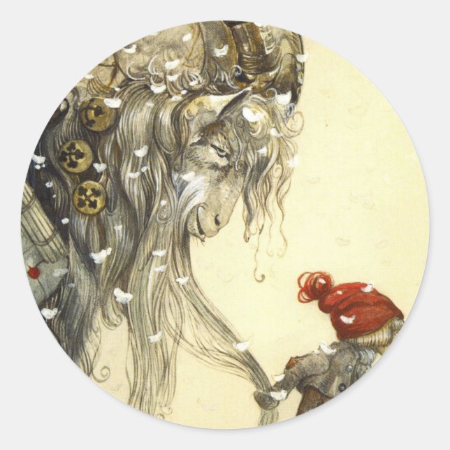 Yule Goat John Bauer Classic Round Sticker (Front)
