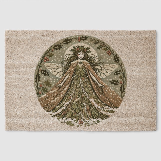 Yule Goddess Winter Solstice                       Fiber Doormat (Front)
