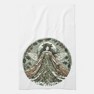 Yule Goddess Winter Solstice Kitchen Towel