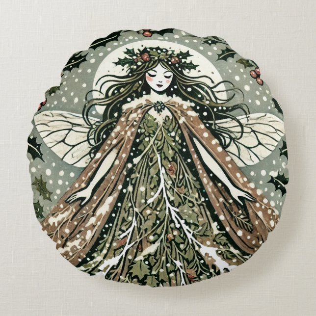Yule Goddess Winter Solstice                       Round Pillow (Front)