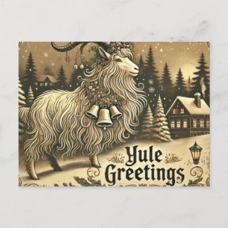 Yule Greetings - Festive Goat Holiday Art Postcard