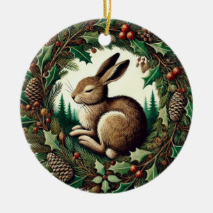 Yule Hare Ceramic Ornament