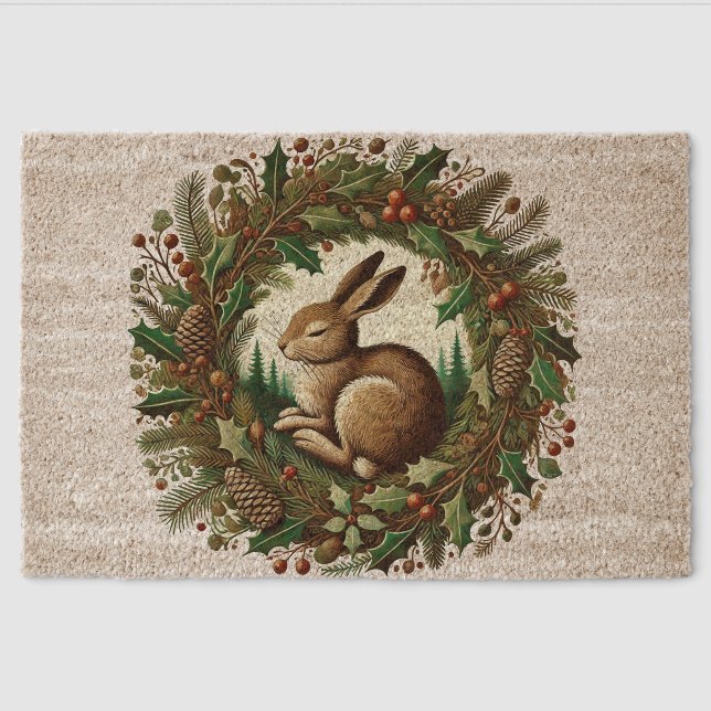 Yule Hare                                          Fiber Doormat (Front)