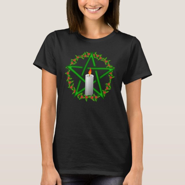 Yule Holly Pentagram T-Shirt (Front)