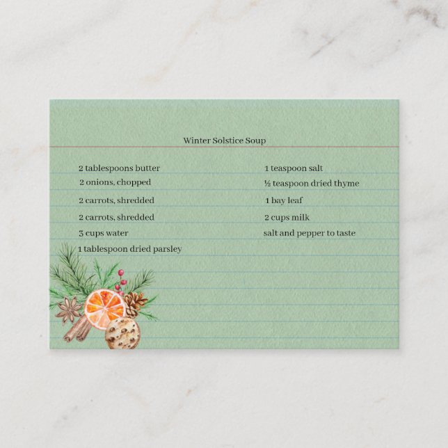 Yule Kitchen Witch Bulk Recipe Cards (Front)
