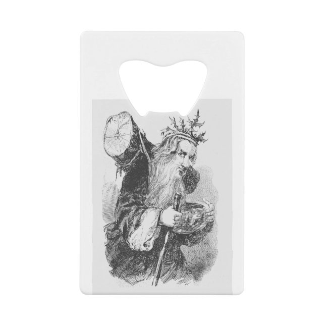 Yule Log and Father Christmas Credit Card Bottle Opener (Front)