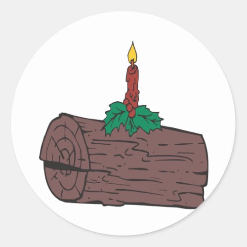 Yule Log Classic Round Sticker