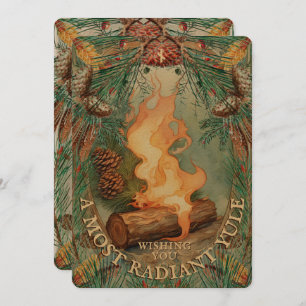 Yule Log Vintage Winter Solstice Card - Nauthiz