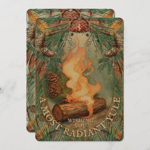 Yule Log Vintage Winter Solstice Card _ Nauthiz 