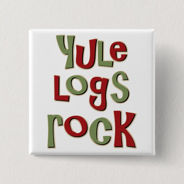 Yule Logs Rock Christmas Design Button (Front)