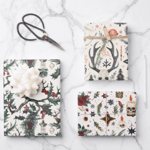 Yule, Pagan, Nordic Holiday Wrapping Paper Sheets